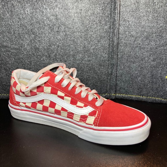 Vans Old Skool Red Checkerboard Suede Casual Skate Shoes Men's Size 6.5 W 8 - Picture 4 of 12